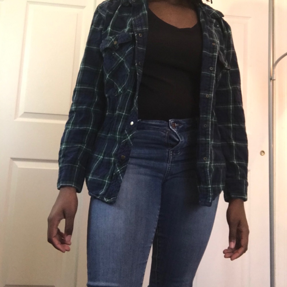 Blue and green flannel